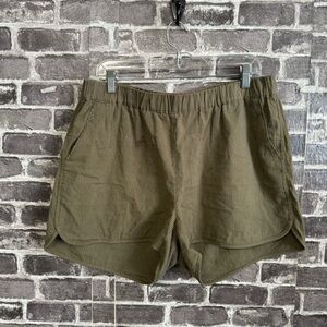 Bridge & Burn The Luca Track Short Olive pinstripe linen blend